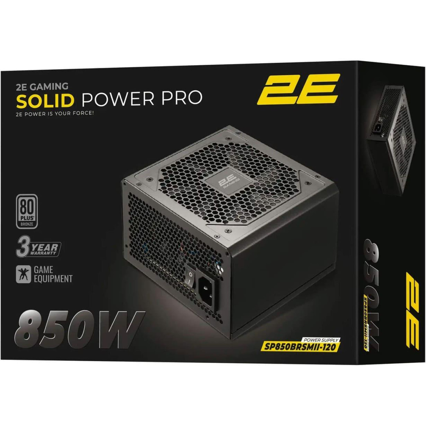 Блок живлення 2E GAMING Solid Power Pro 850W 80 PLUS Bronze Black (2E-SP850BRSMII-120) Б/в
