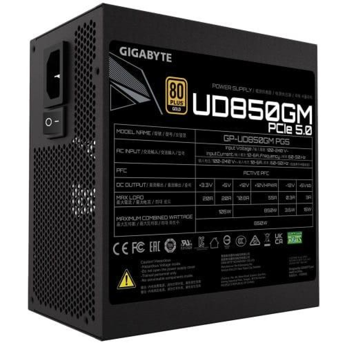 Блок питания GIGABYTE 850W UD850GM PG5 80+ Gold (UD850GM PG5) Black
