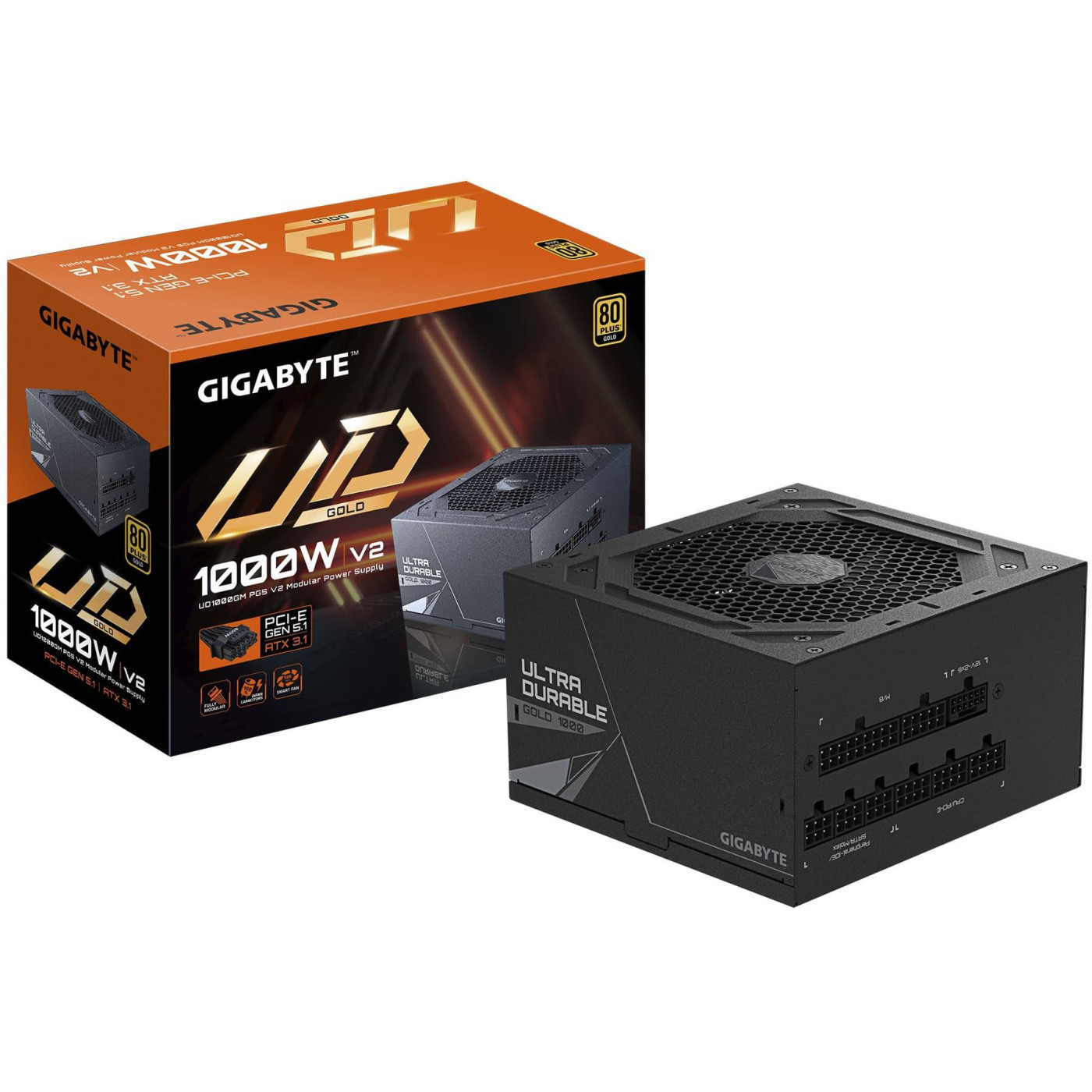 Блок живлення Gigabyte GP-UD1000GM V2 1000W PG5 ATX 3.1 80+ Gold (GP-UD1000GM PG5 V2)