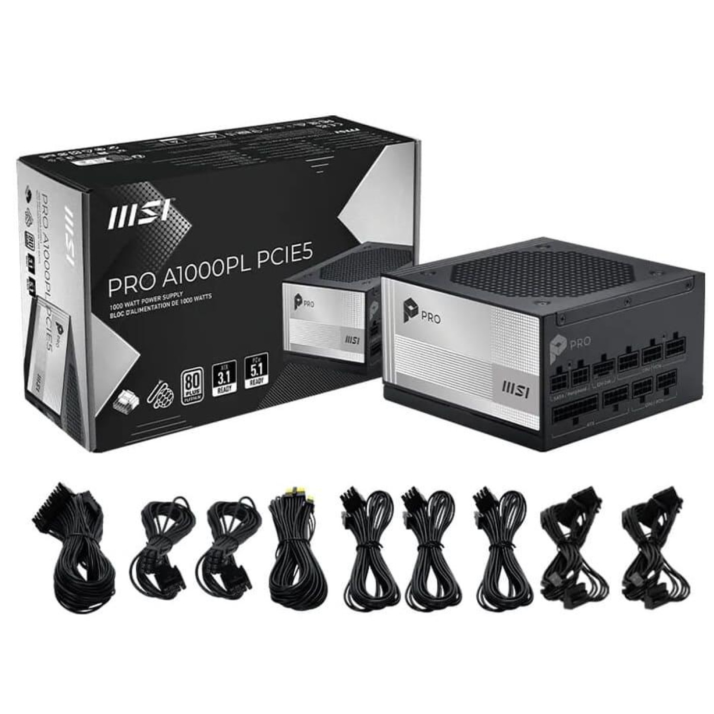 Блок живлення MSI PRO A1000PL PCIE5 80+ Platinum (PRO A1000PL PCIE5) Black