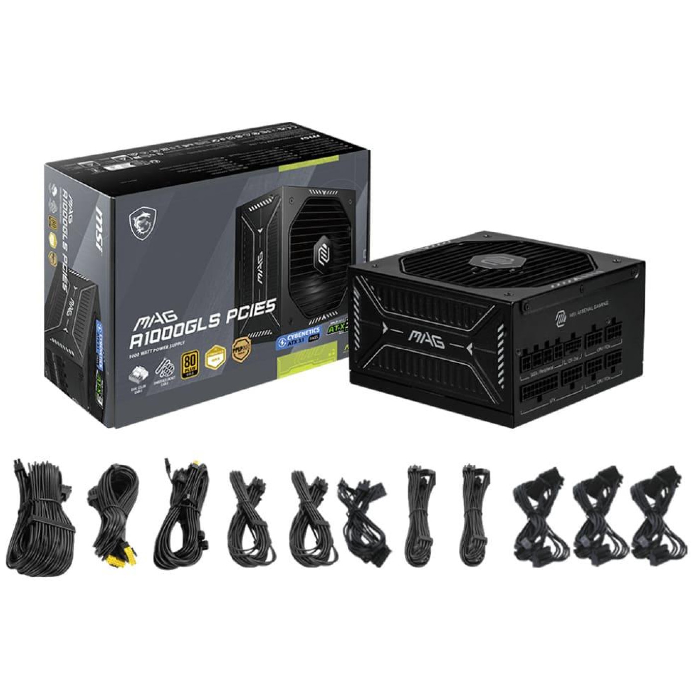 Блок живлення MSI MAG A1000GLS 1000W ATX 3.1 80+ Gold (MAG A1000GLS PCIE5) Black