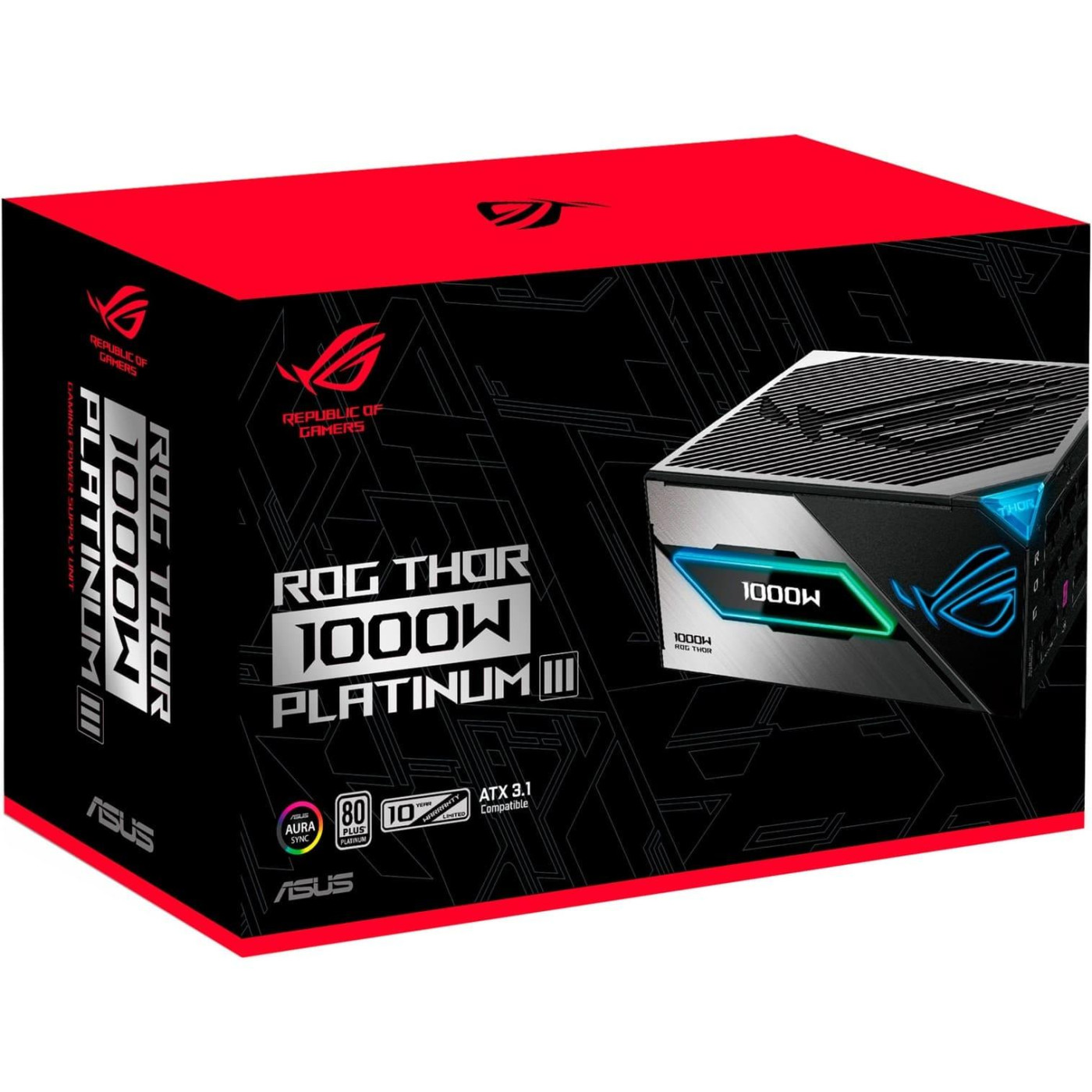 Блок живлення ASUS ROG THOR 1000W ATX 3.1 80+ Platinum (90YE00V3-B0NA00) Black