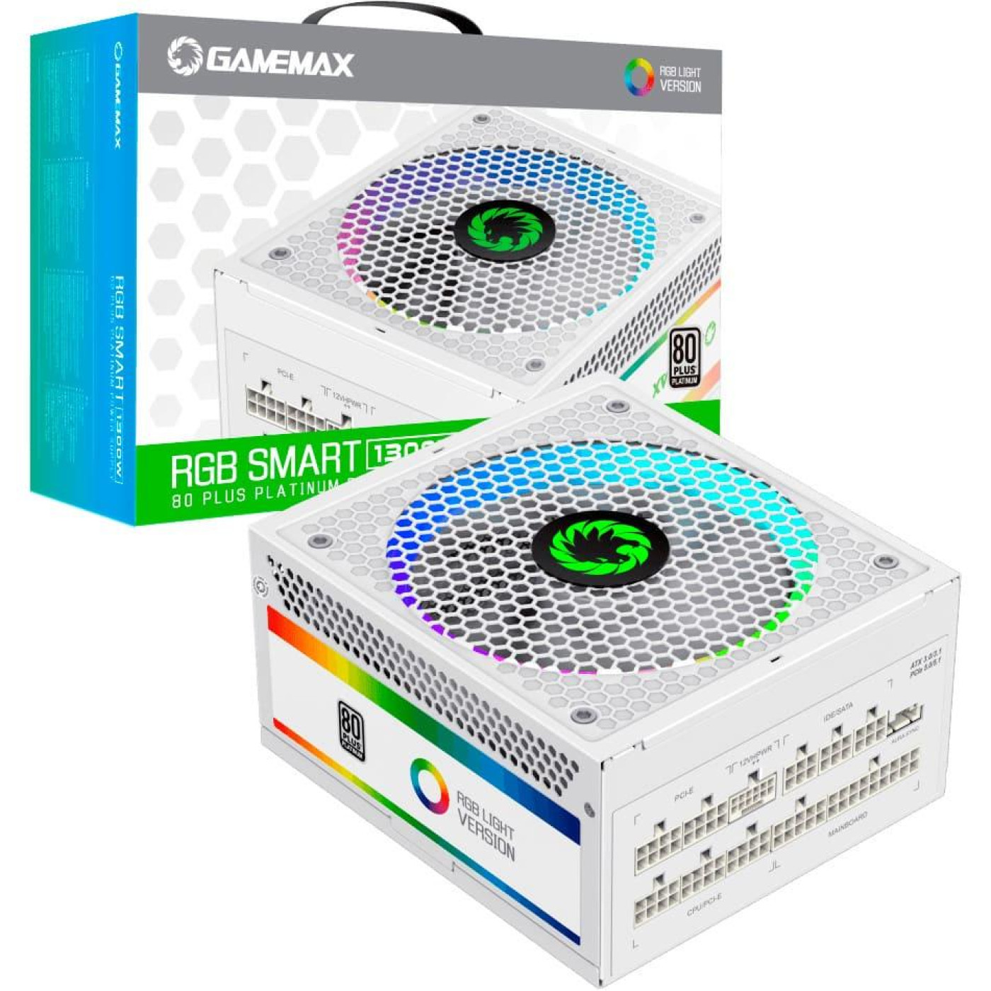 Блок живлення GameMax 1300W ATX3.1 80+ Platinum RGB White (RGB-1300 WH (ATX3.0/3.1 PCIe5.)