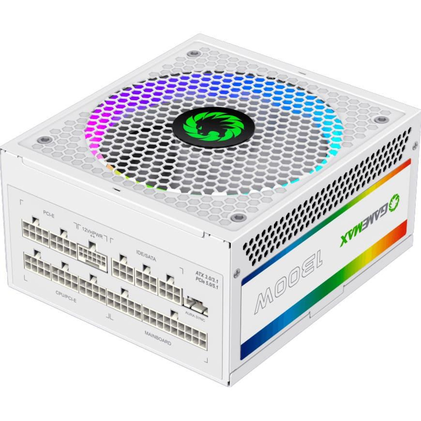 Блок живлення GameMax 1300W ATX3.1 80+ Platinum RGB White (RGB-1300 WH (ATX3.0/3.1 PCIe5.)