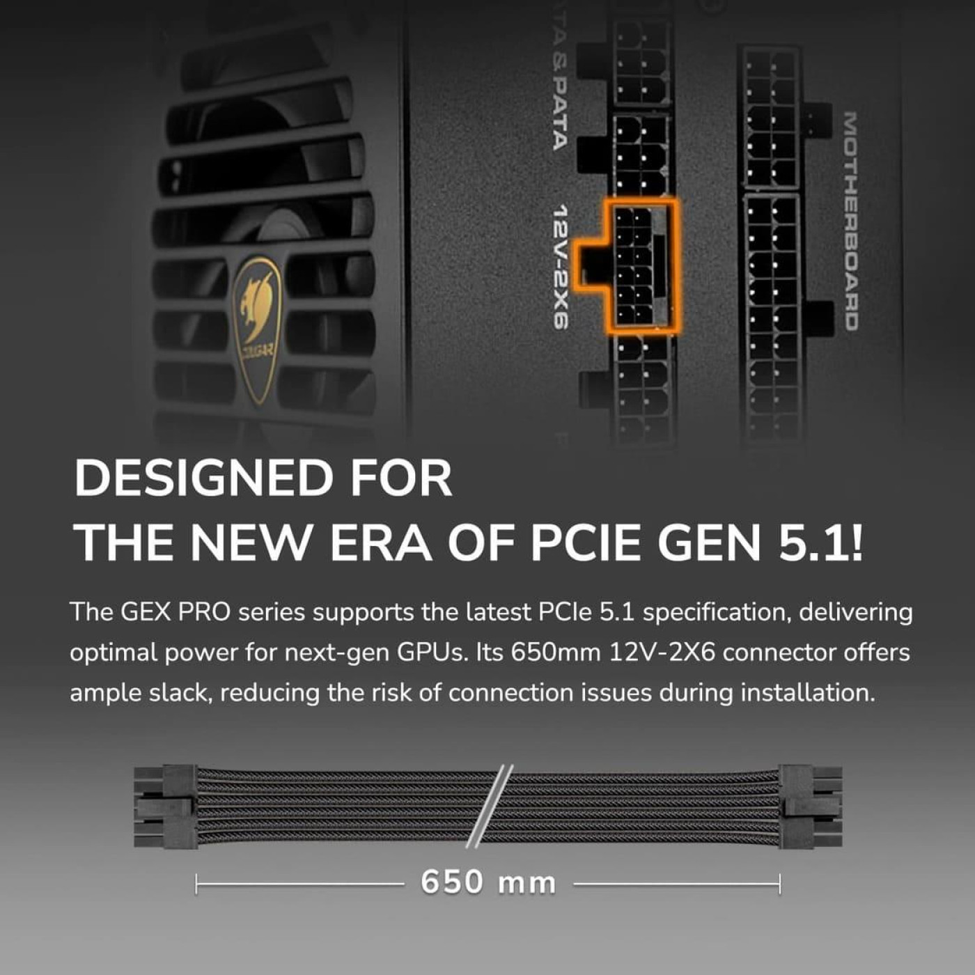 Блок живлення Cougar GEX PRO 850 850w ATX 3.1 80+ Gold Modular (GEX PRO 850)