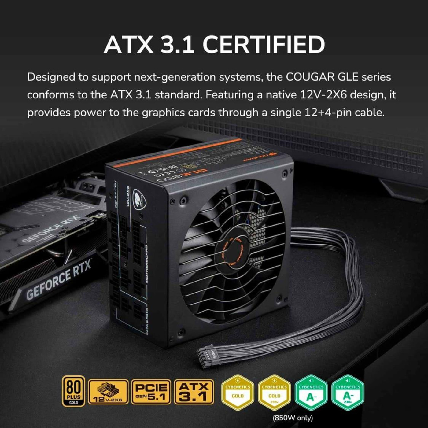 Блок питания Cougar GLE 850 850W 80 Plus Gold Modular 80+ Gold (GLE850)