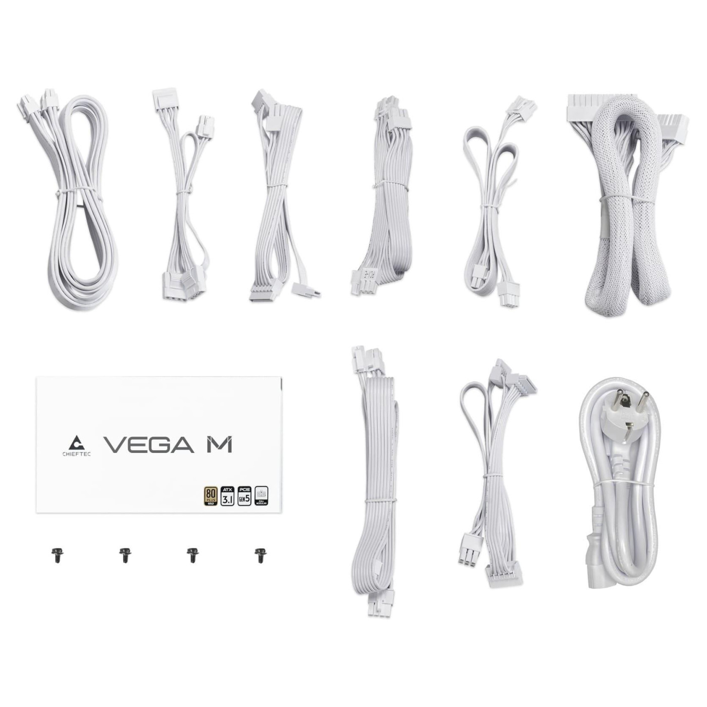 Блок живлення Chieftec Vega M 1000W ATX 3.1 80+ Gold (PPG-1000-CW) White