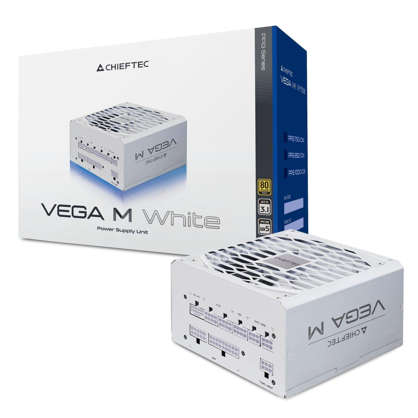 Блок живлення Chieftec Vega M 1000W ATX 3.1 80+ Gold (PPG-1000-CW) White