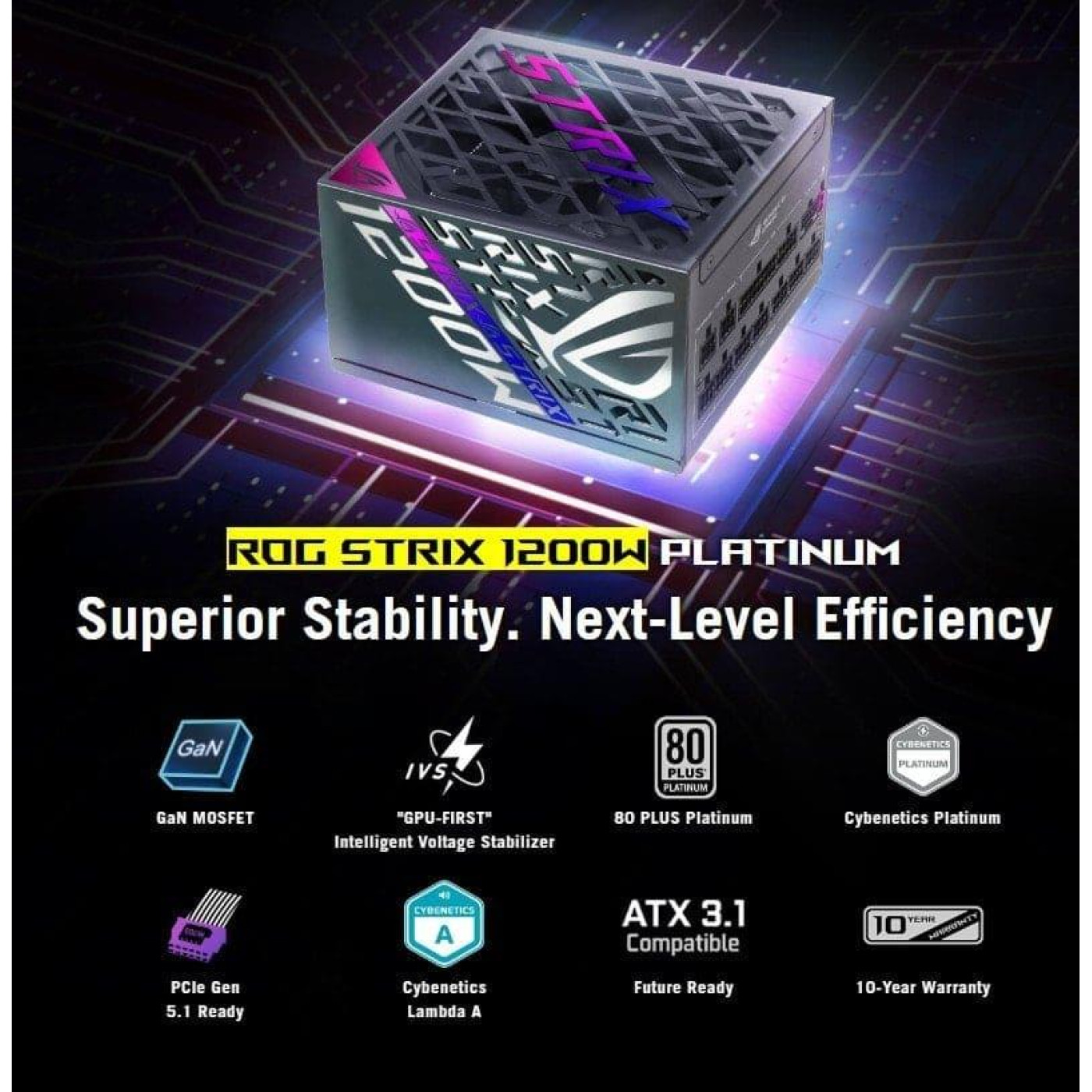 Блок живлення ASUS ROG Strix 1200W 80+ Platinum (90YE00W6-B0NA00) Black
