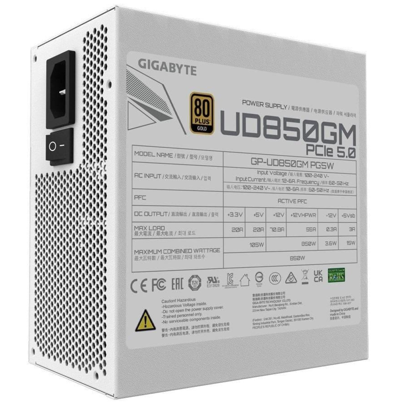 Блок живлення Gigabyte UD850GM PG5W 850W (GP-UD850GM-PG5W) White (GP-UD850GM PG5W)