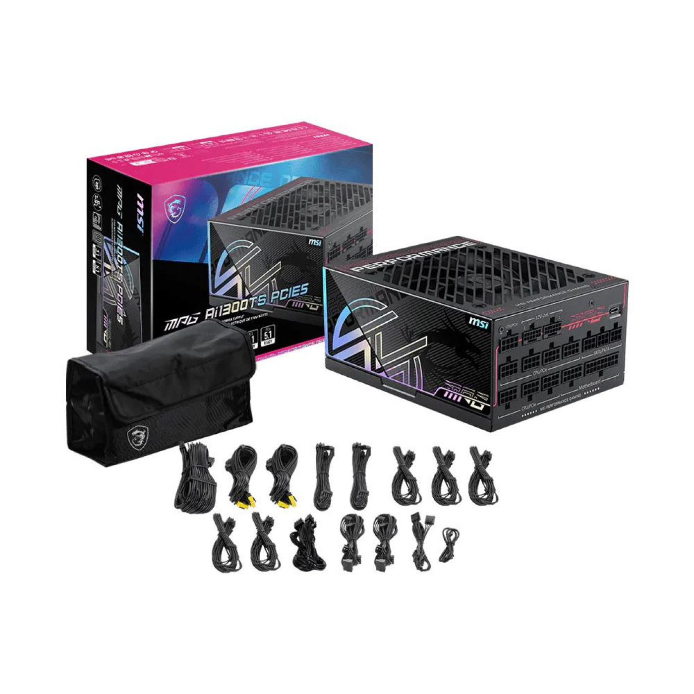 Блок живлення MSI MPG Ai1300TS PCIE5 80+ Titanium (MPG Ai1300TS PCIE5) Black