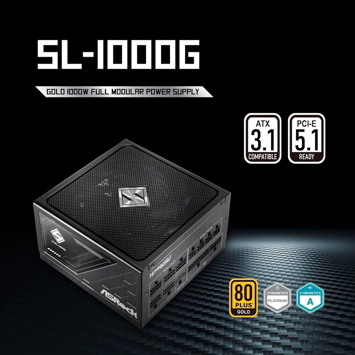 Блок живлення ASRock SL-1000G 1000W ATX 3.1 80+ Gold (SL-1000G) Black