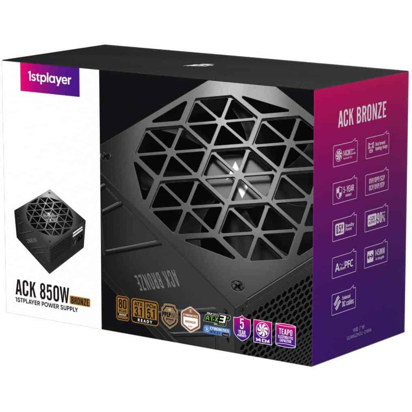 Блок живлення 1stPlayer HA-850AA2 850W 80+ Bronze (ACK-BRZ-850-BK-EU) Black