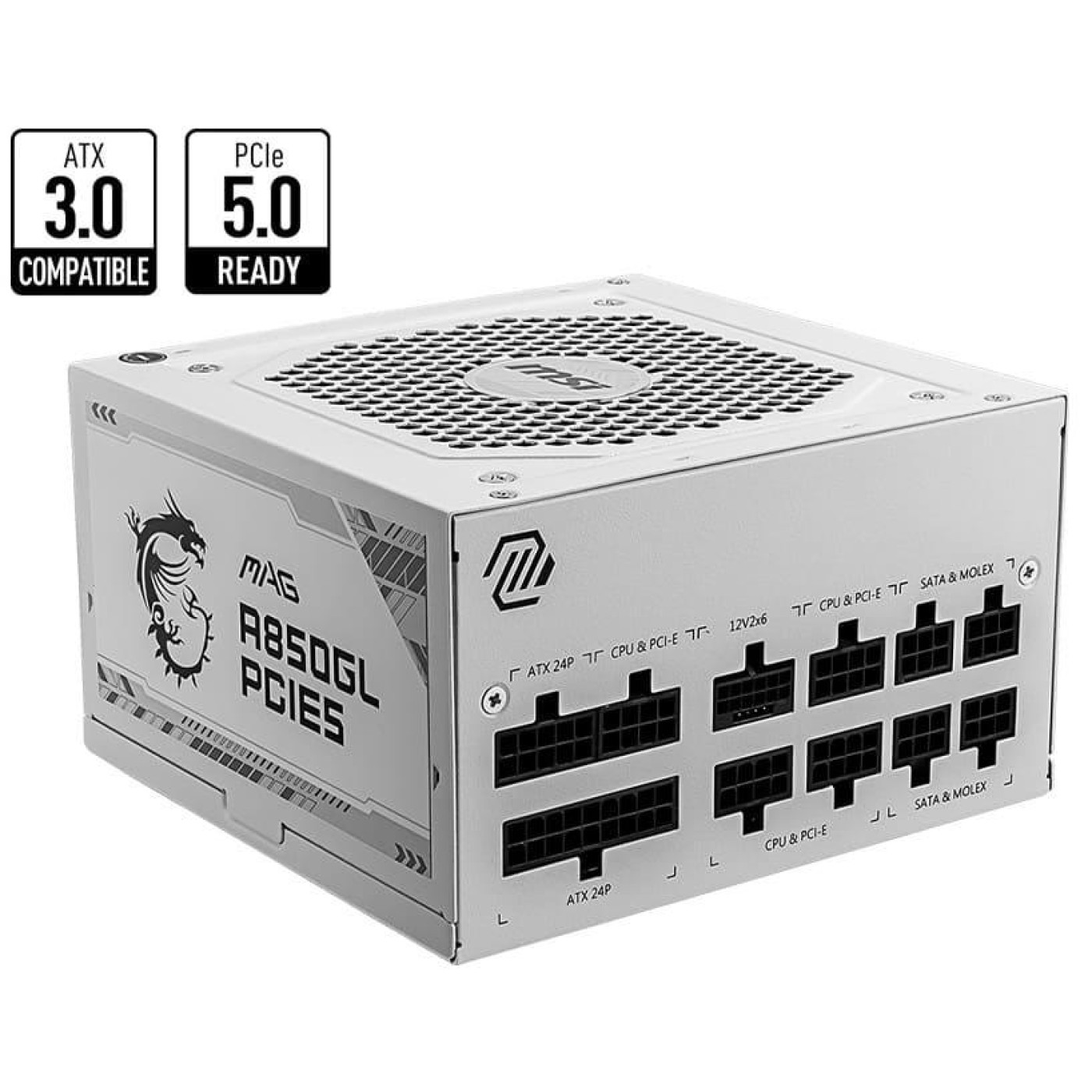 Блок живлення MSI MAG 850W PCIE5 80+ Gold White (MAG A850GL PCIE5 WHITE)