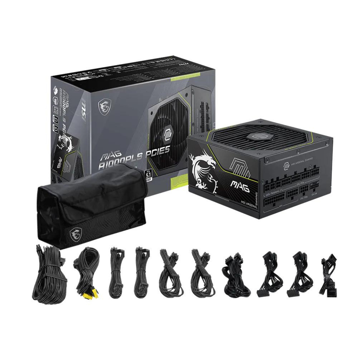 Блок живлення MSI MAG A1000PLS 1000W ATX 3.1 80+ Platinum (MAG A1000PLS PCIE5) Black