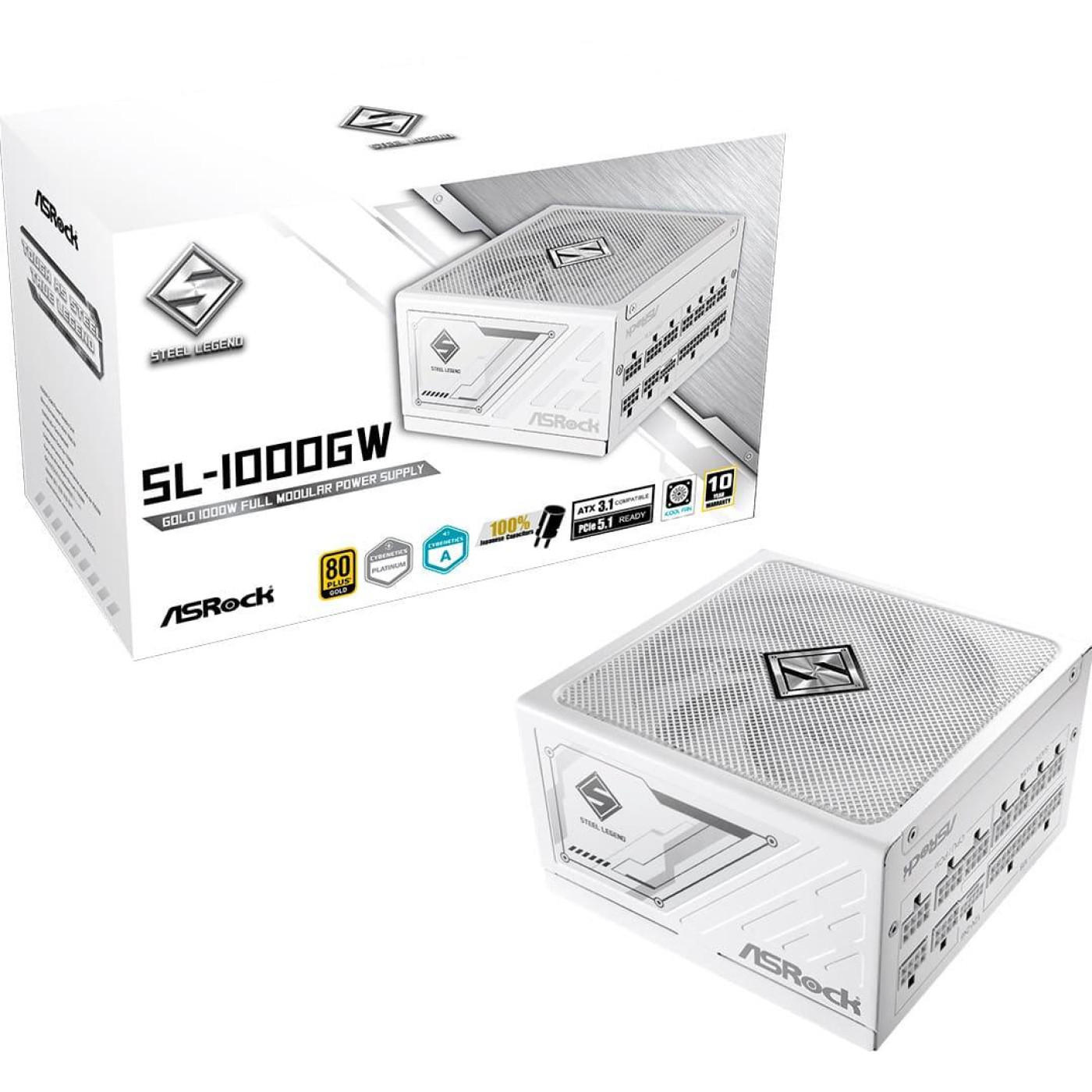 Блок живлення ASRock Steel Legend 1000W 80+ Gold (SL-1000GW) White