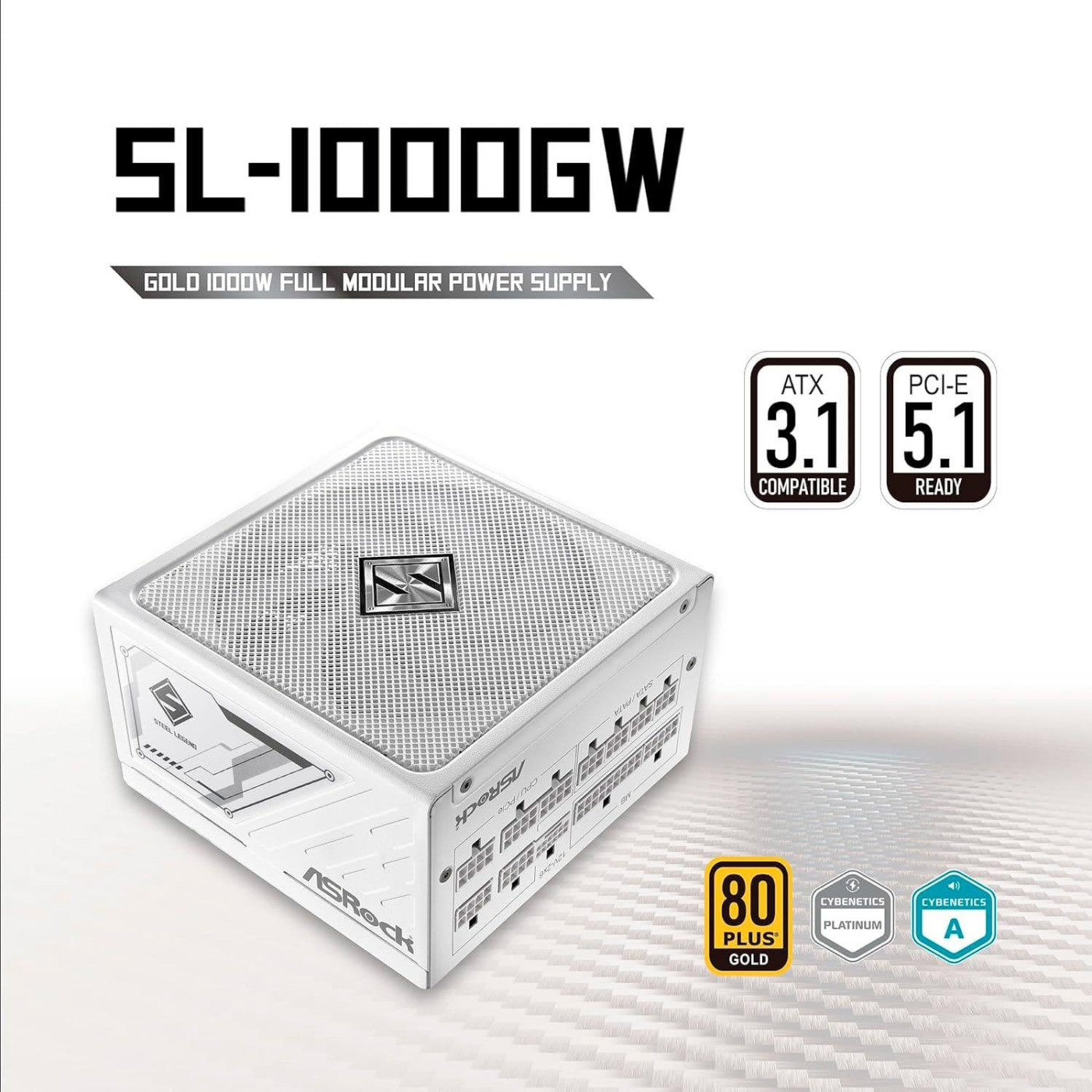 Блок живлення ASRock Steel Legend 1000W 80+ Gold (SL-1000GW) White