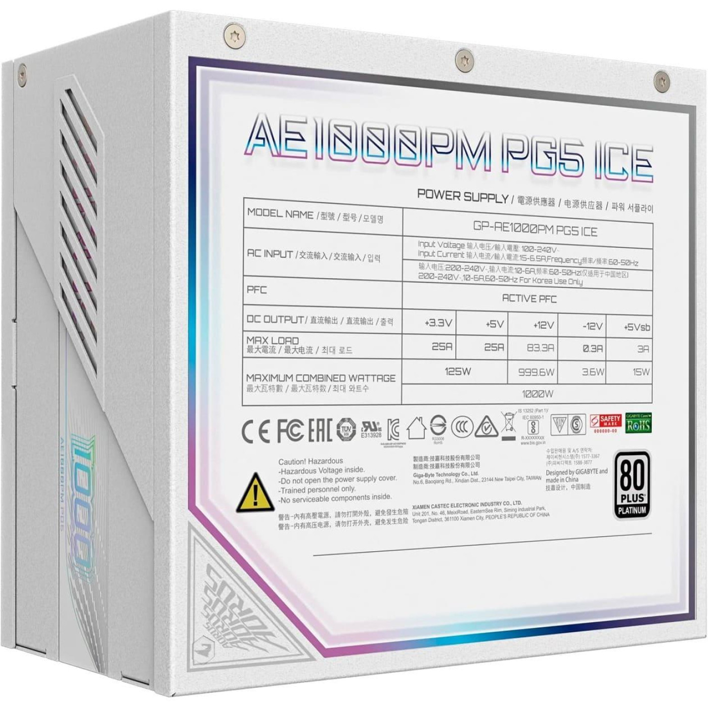 Блок живлення Gigabyte AE1000PM PG5 1000W 80+ Platinum White (GP-AE1000PM PG5 ICE)
