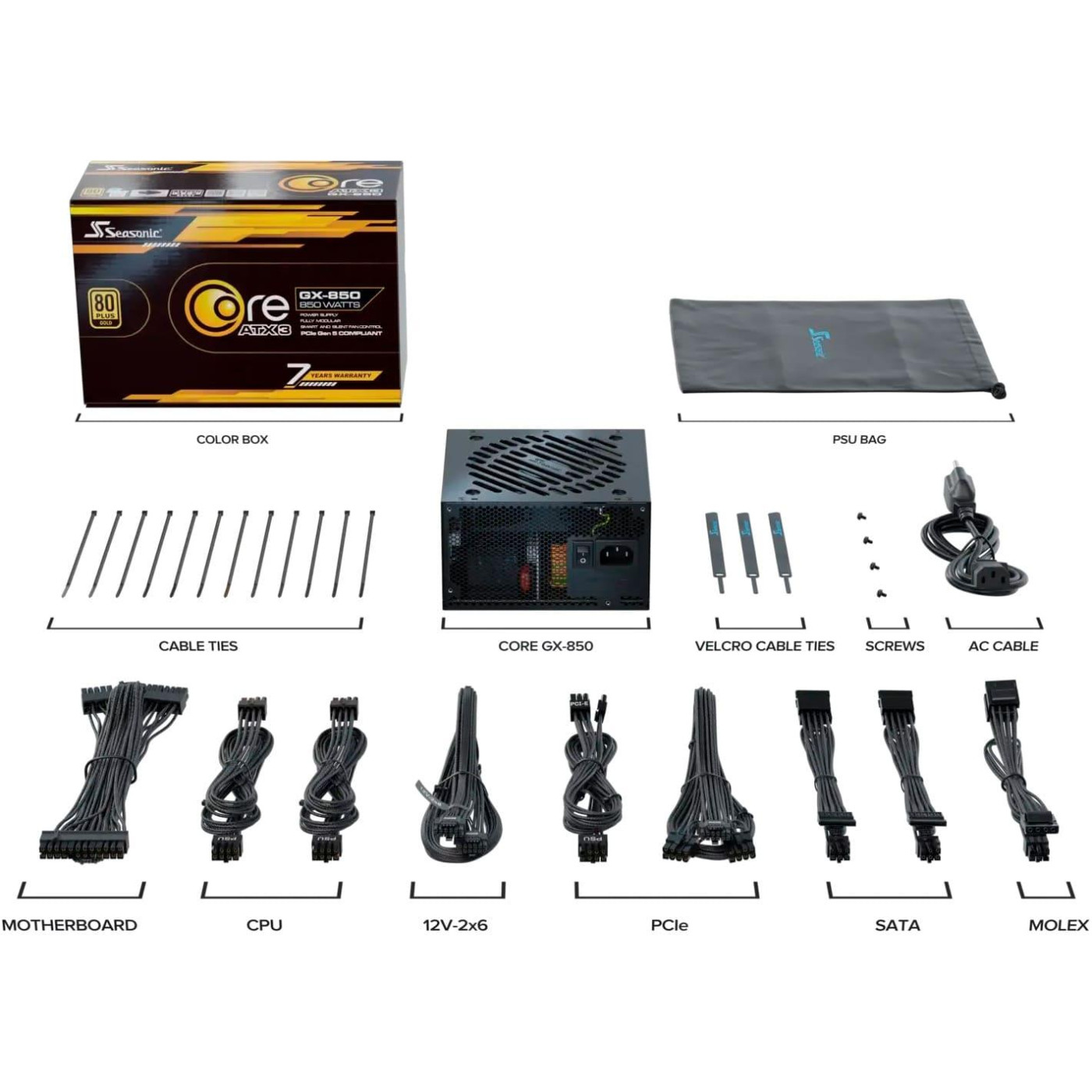 Блок питания Seasonic Core GX 850W 80+ Gold ATX 3.1 (CORE GX-850-ATX31)
