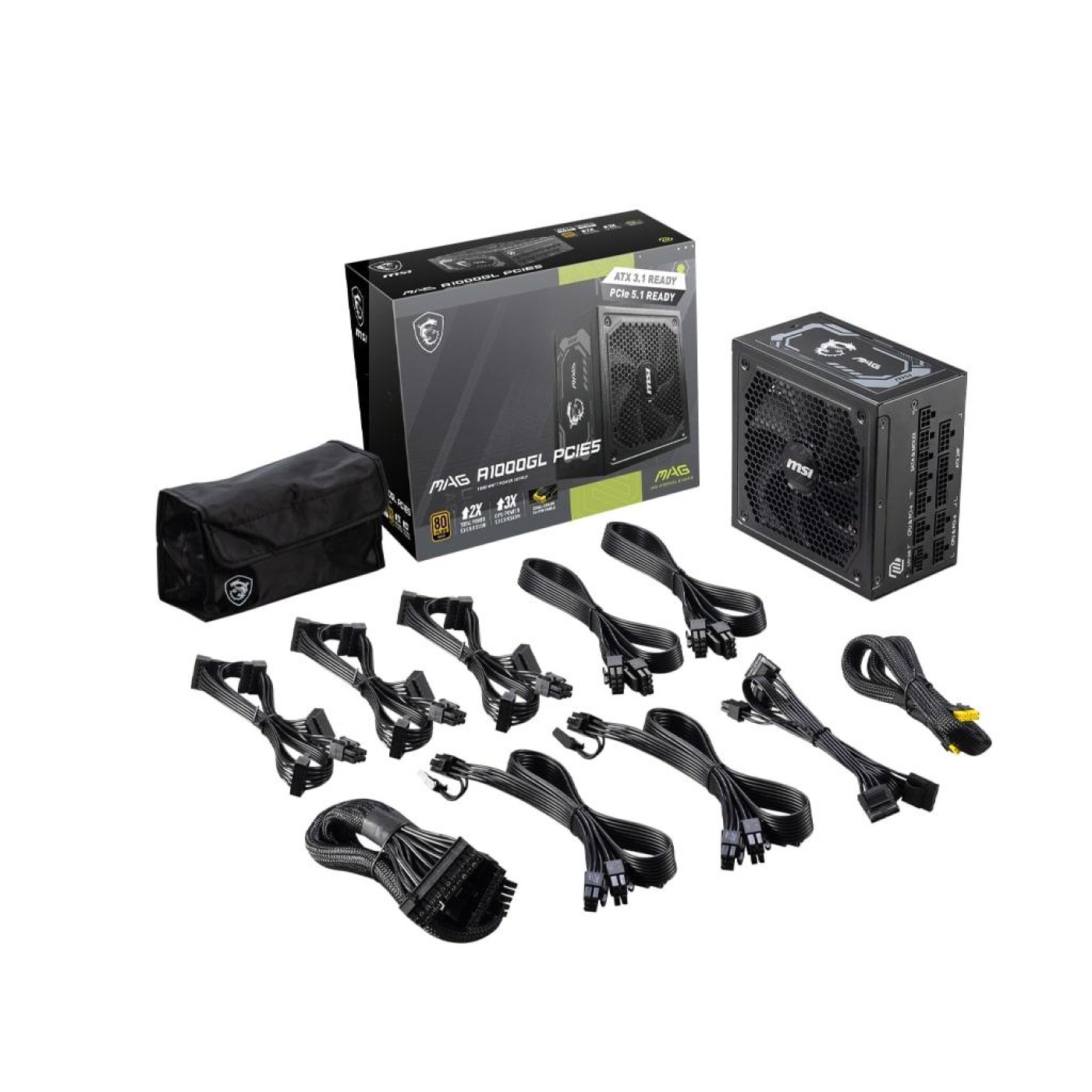 Блок живлення MSI MAG 1000W PCIE5 ATX 3.1 80+ Gold (MAG A1000GL PCIE5)