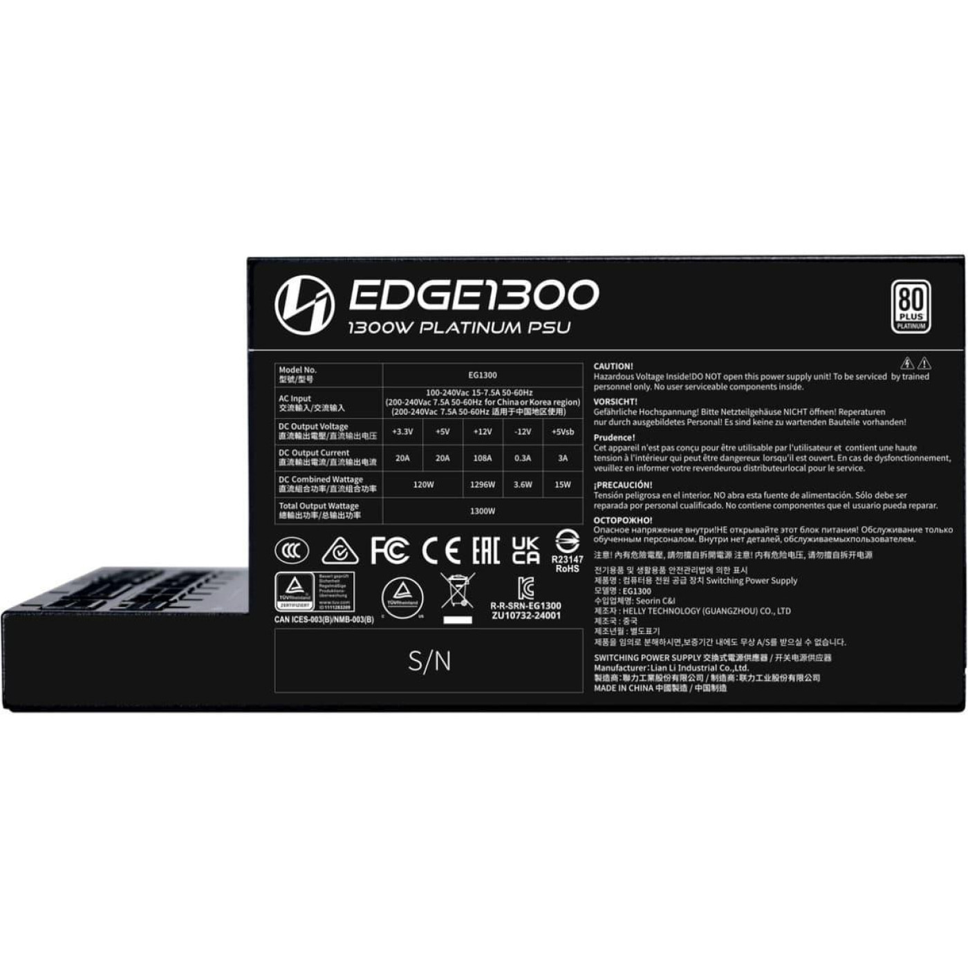 Блок живлення Lian Li Edge 1300W 80+ Platinum (G9P.EG1300.BE00.EU) Black