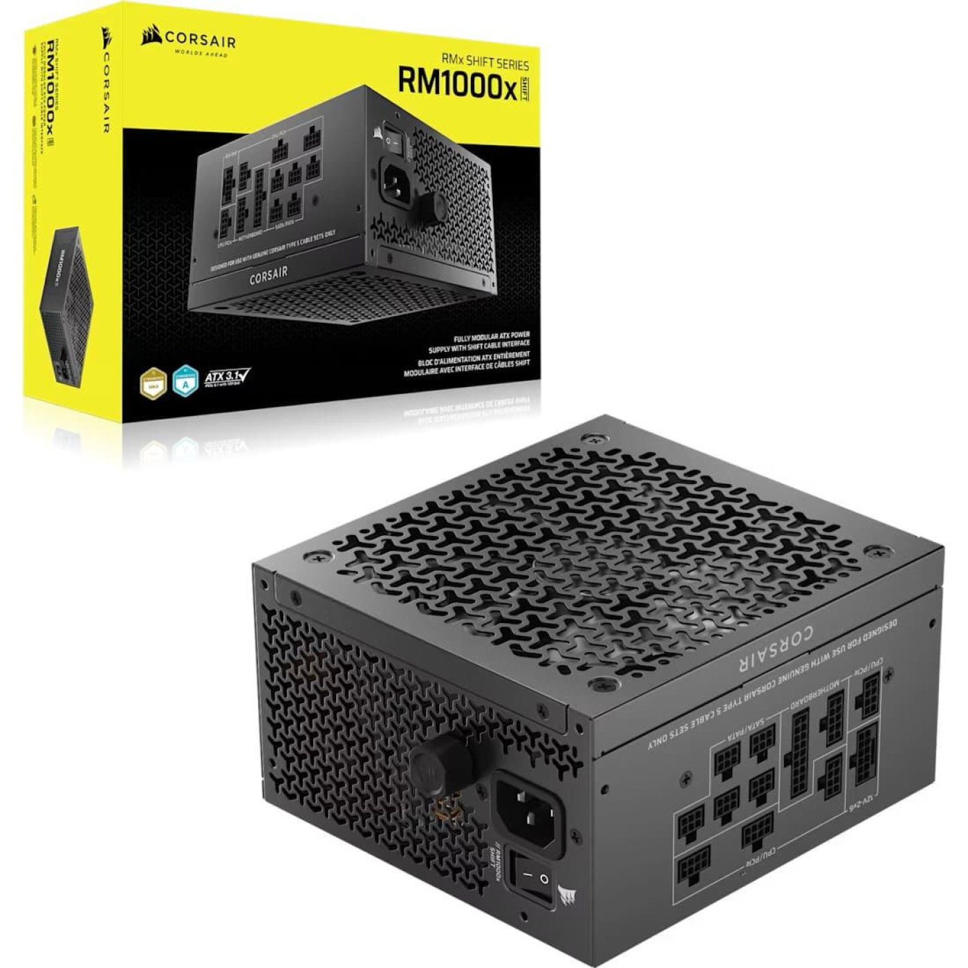 Блок живлення Corsair RM1000x 1000W ATX 3.1 80+ Gold (CP-9020300-EU) Black