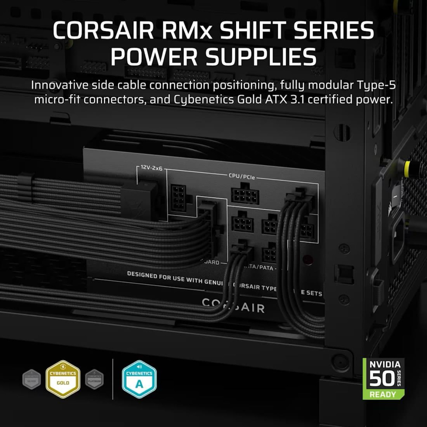 Блок живлення Corsair RM1000x 1000W ATX 3.1 80+ Gold (CP-9020300-EU) Black