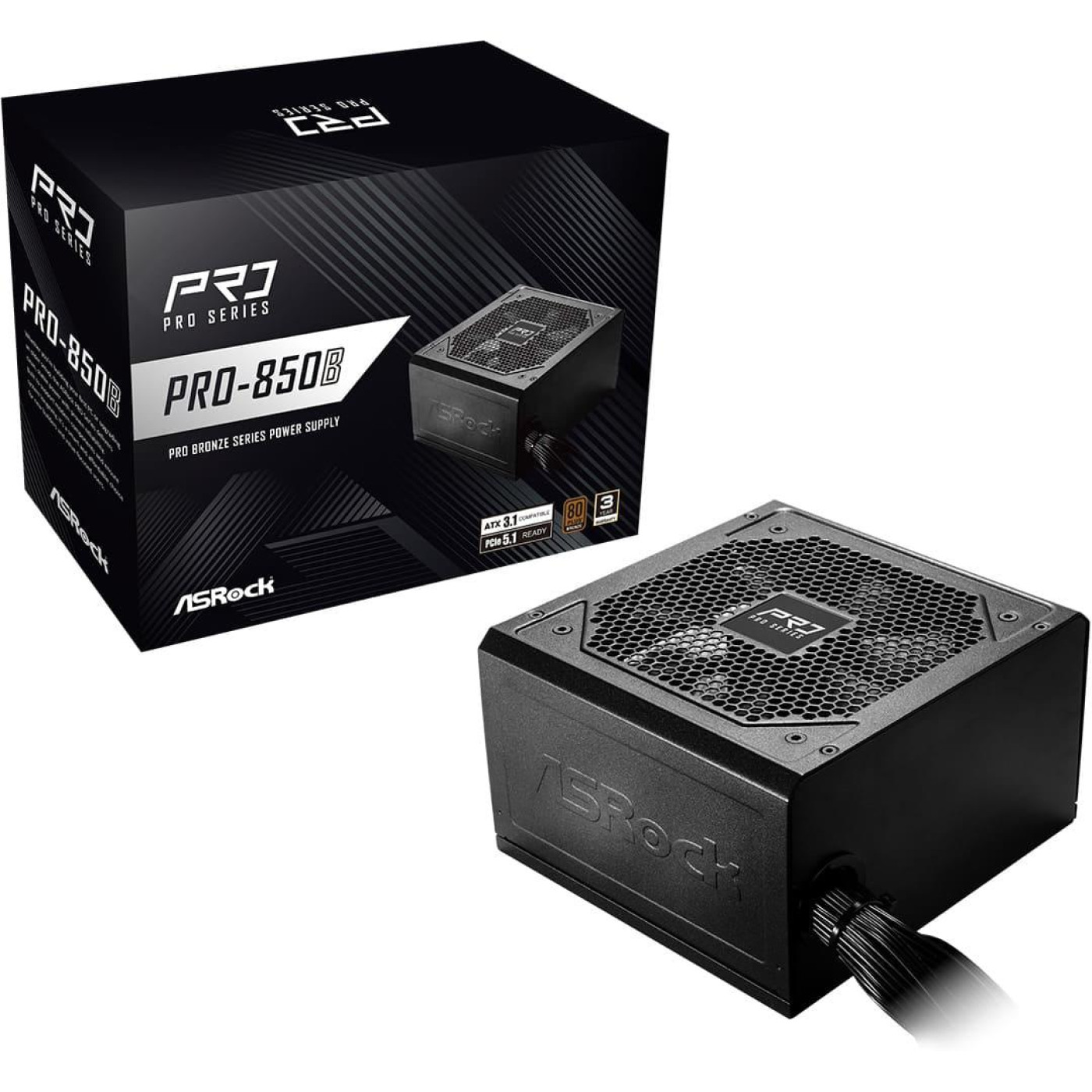 Блок живлення ASRock PRO PRO-850B 850W 80+ Bronze (PRO-850B) Black
