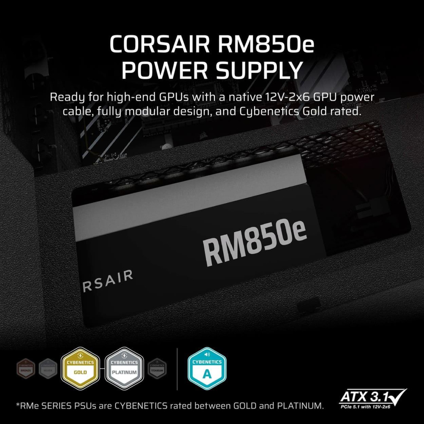 Блок живлення Corsair RM850e 850W 80+ Gold (CP-9020296-EU) Black