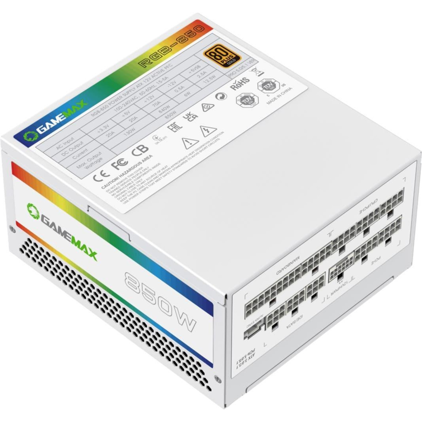 Блок живлення GameMax RGB 850 PRO 850W 80+ Gold White (RGB 850 PRO WH)