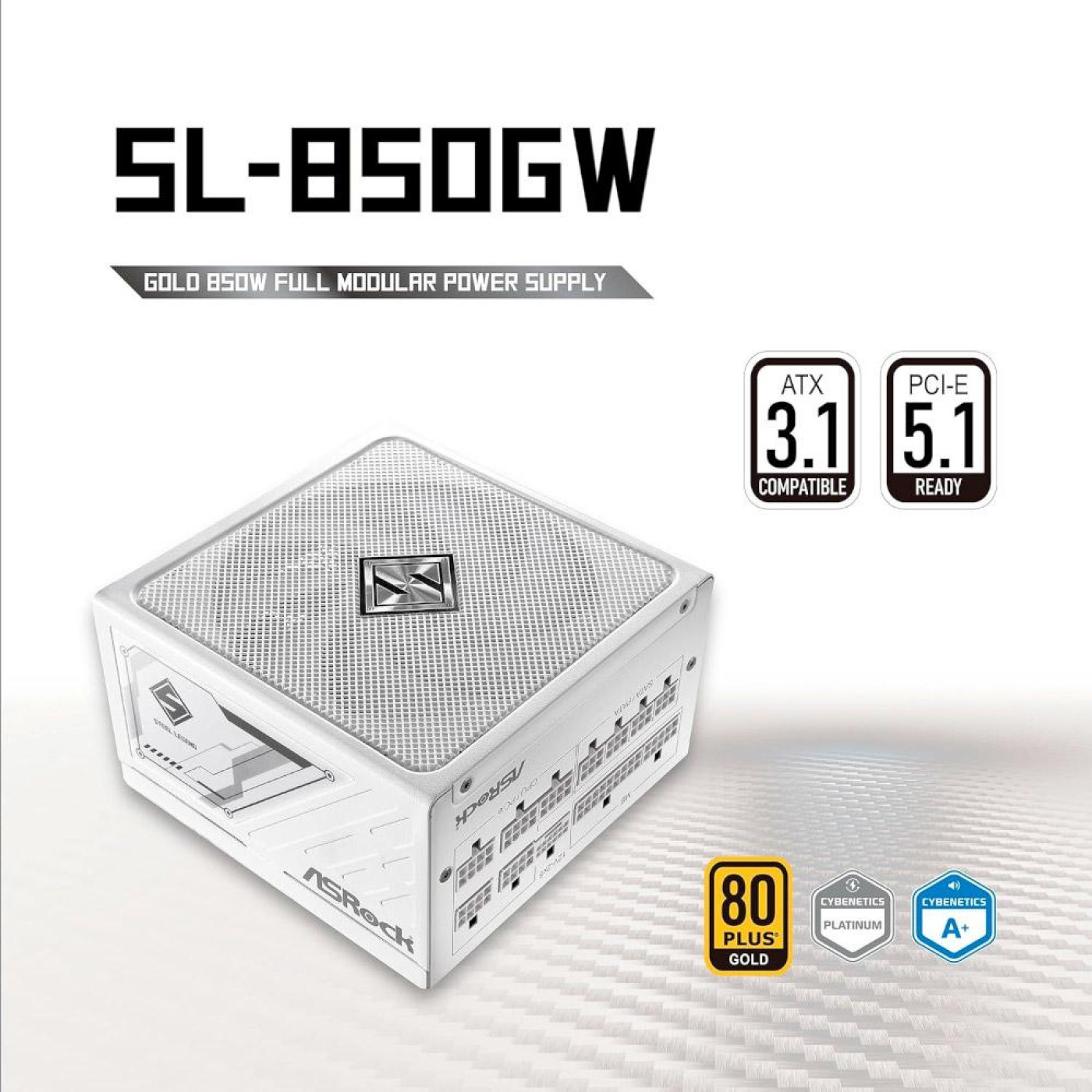 Блок живлення ASRock Steel Legend 850W ATX 3.1 80+ Gold (SL-850GW) White