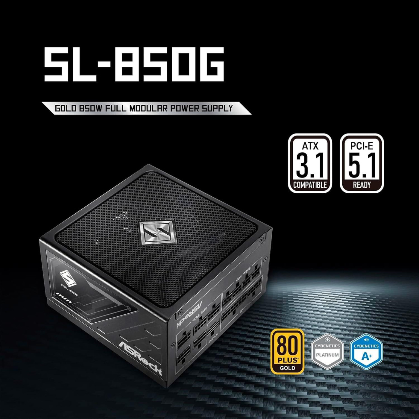 Блок живлення ASRock Steel Legend 850W 80+ Gold (SL-850G) Black