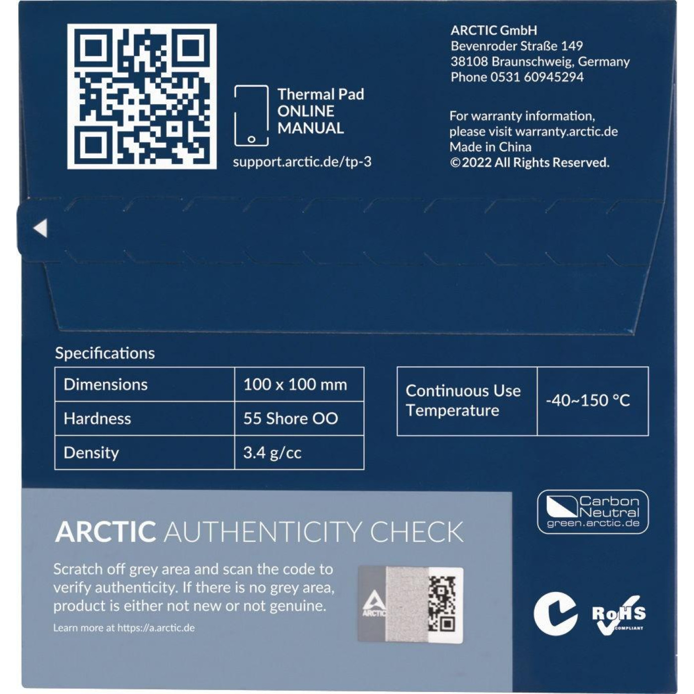 Термоинтерфейс Arctic TP-3 , 100*100mm*1,5mm ACTPD00054A