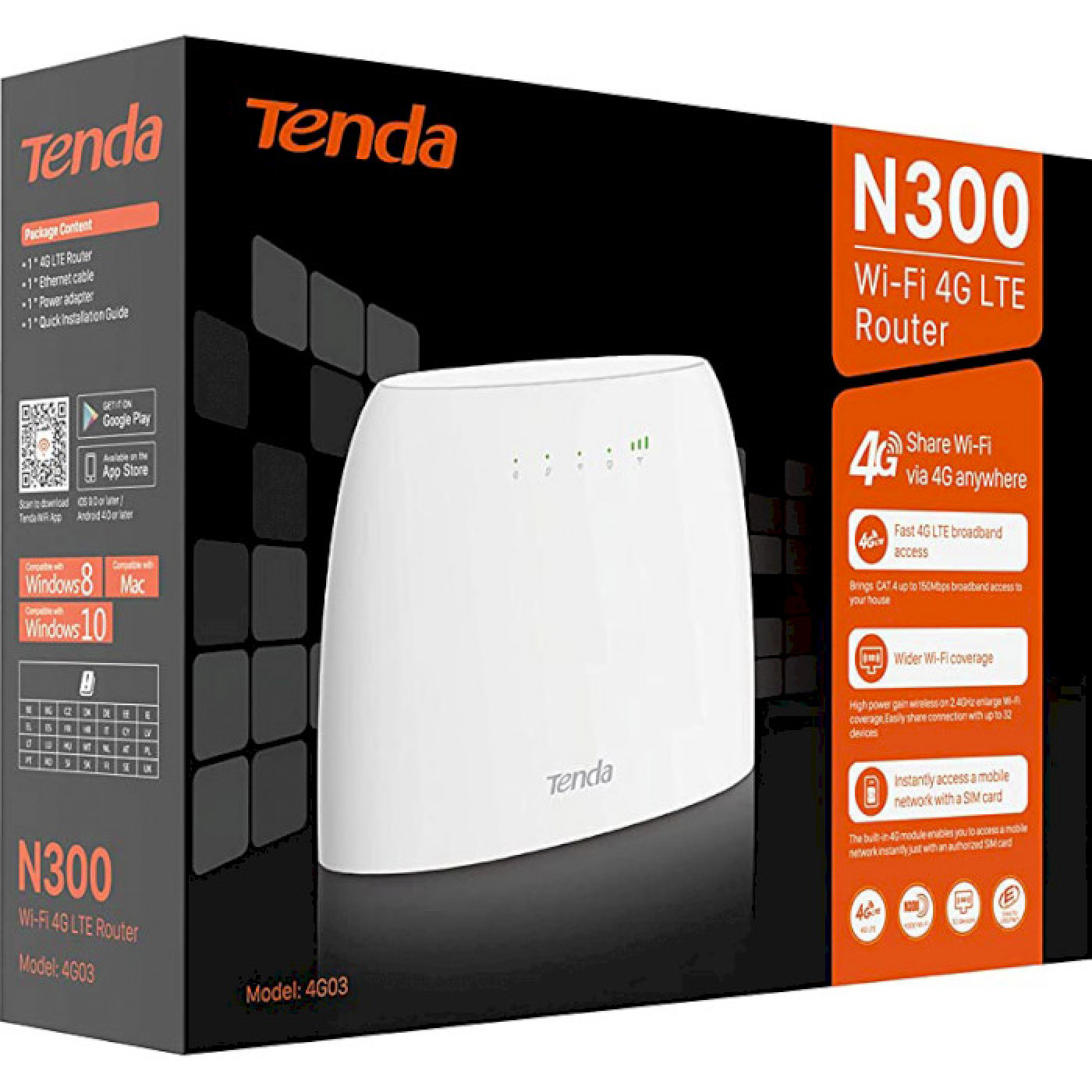 Роутер Tenda 4G 4G03 N300 White 802.11n (4G03)