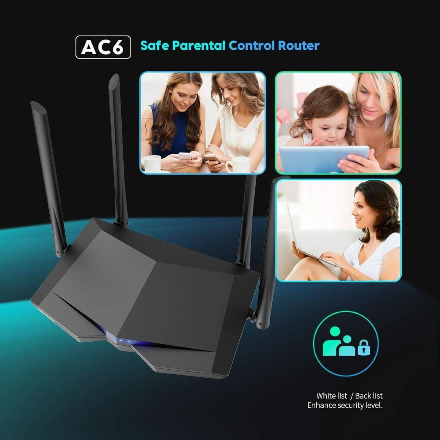 Роутер Tenda AC6 AC1200 Black 802.11ac (AC6)