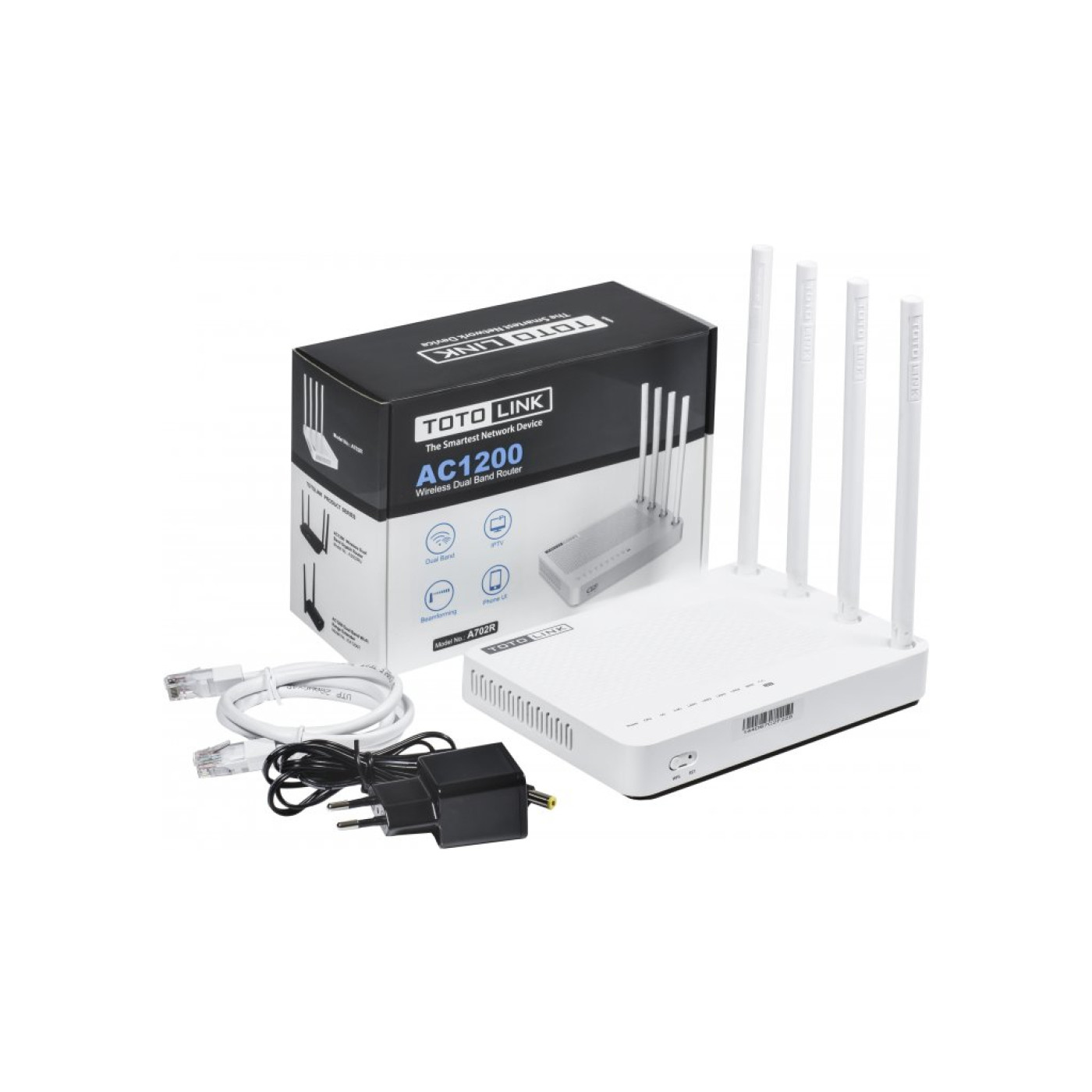 Роутер Totolink A702R AC1200 White 802.11ac (A702R)