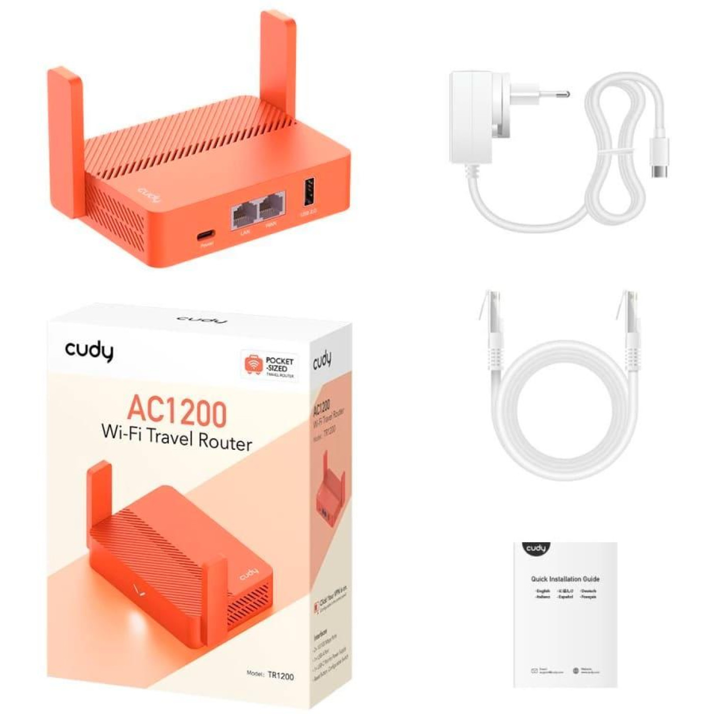 Роутер Cudy TR1200 WiFi5 живлення Type-C, без блока (73-00543)