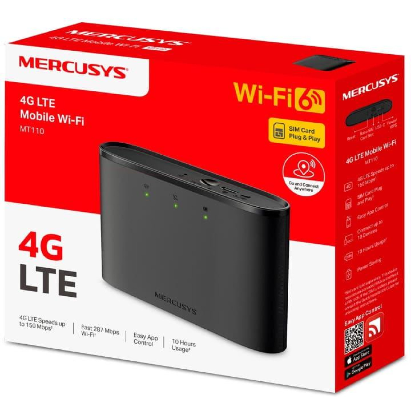 Роутер Mercusys MT110 N150, 4G/LTE, 2200мА*год (MT110)