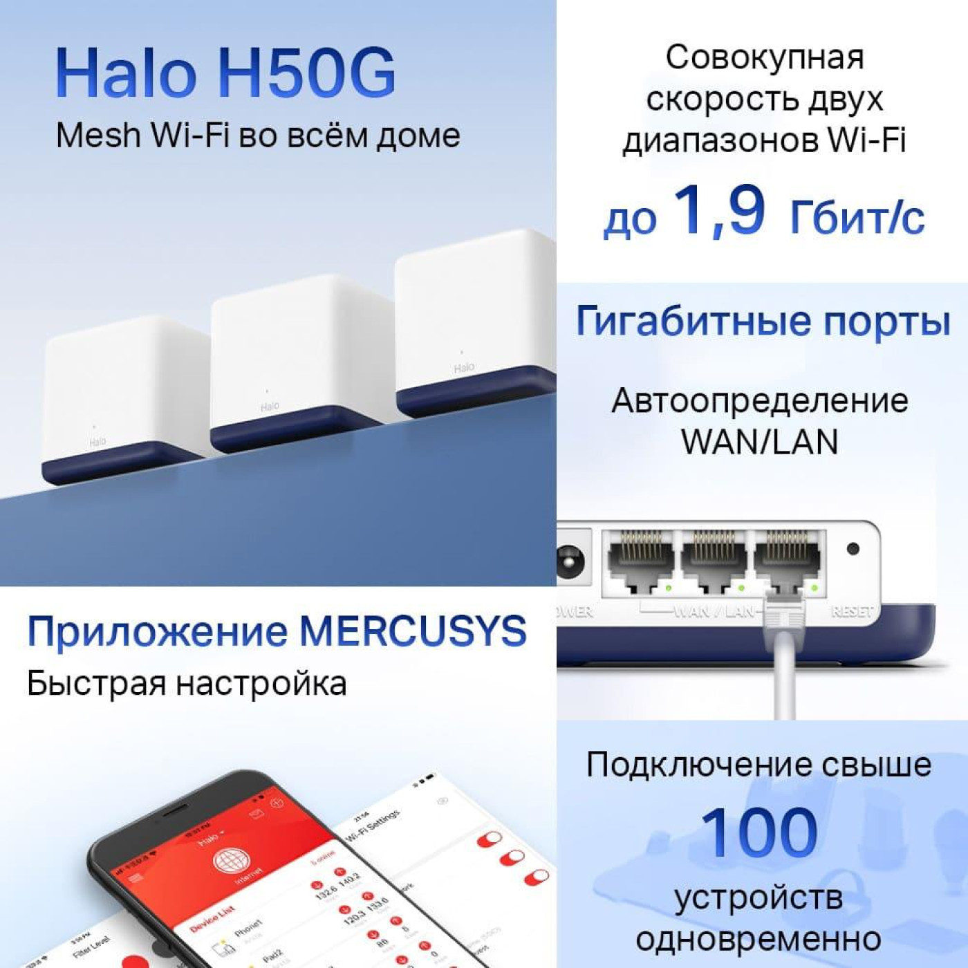 Роутер Mercusys HALO-H50G-3-PACK (HALO-H50G-3-PACK)