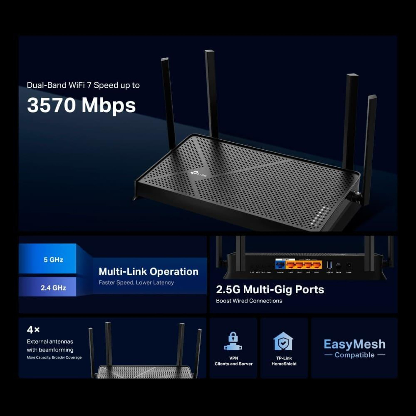 Роутер TP-Link Archer BE230 BE3600 (ARCHER-BE230)