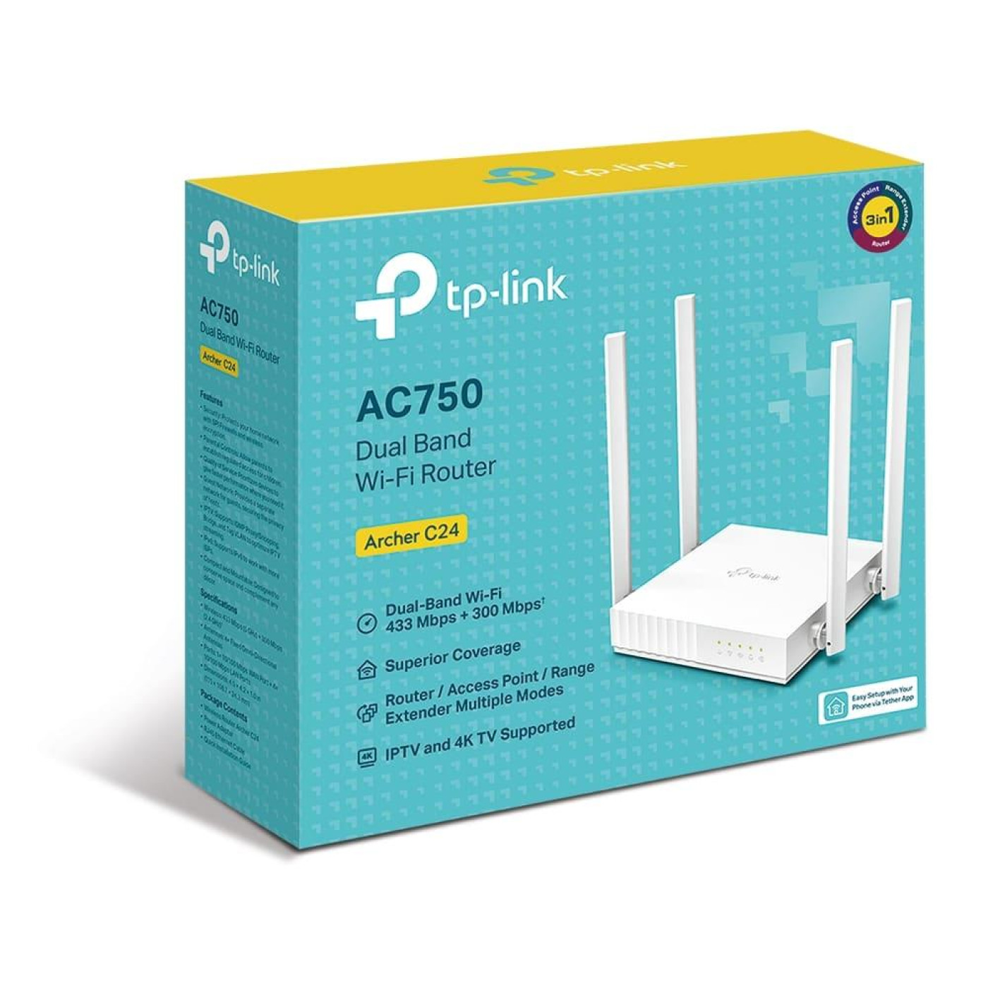 Роутер TP-Link Archer C24 AC750 White 802.11ac (Archer C24)