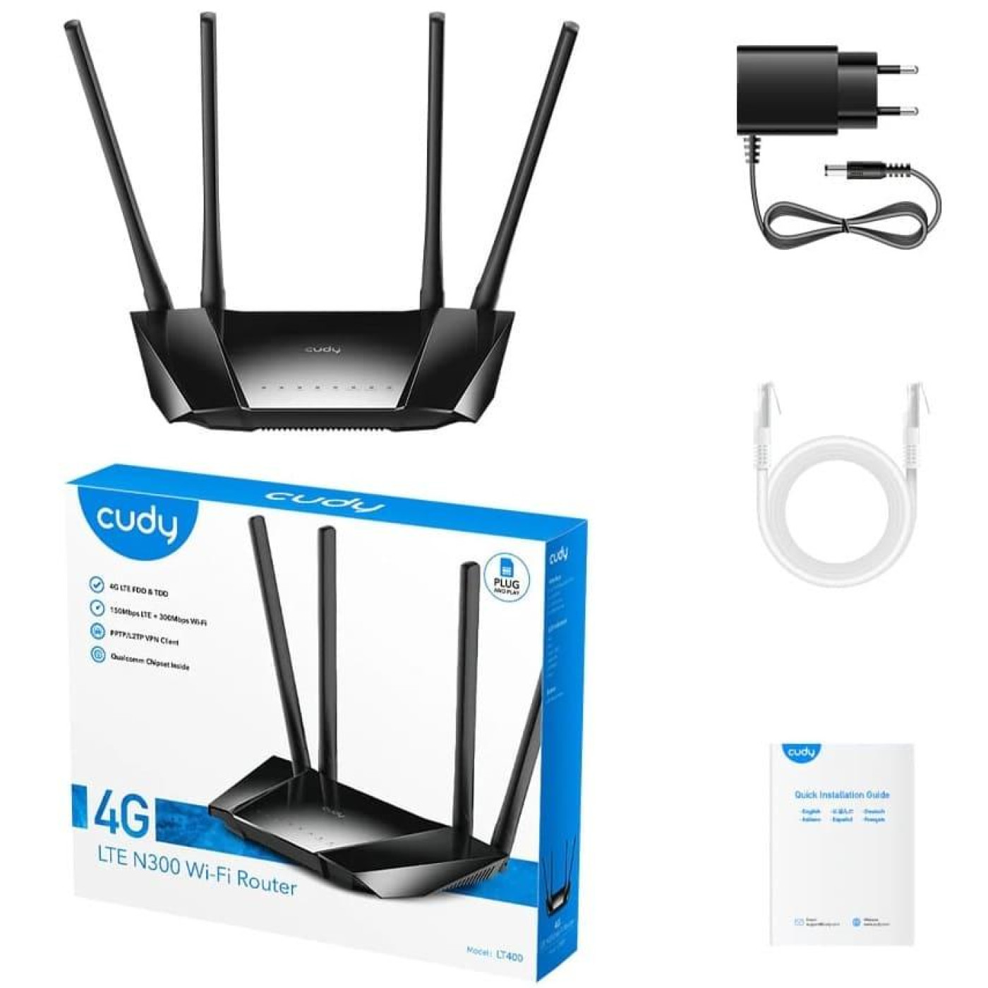 Роутер Cudy LT400 CAT4 WiFi 5 Mesh 4G (73-00551)