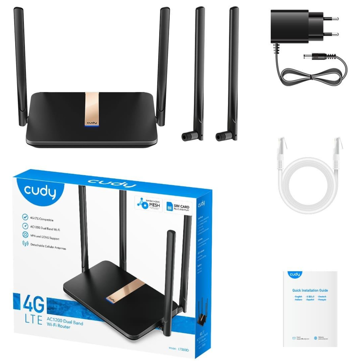 Роутер Cudy LT500D CAT4 WiFi 5 Mesh 4G (73-00509)