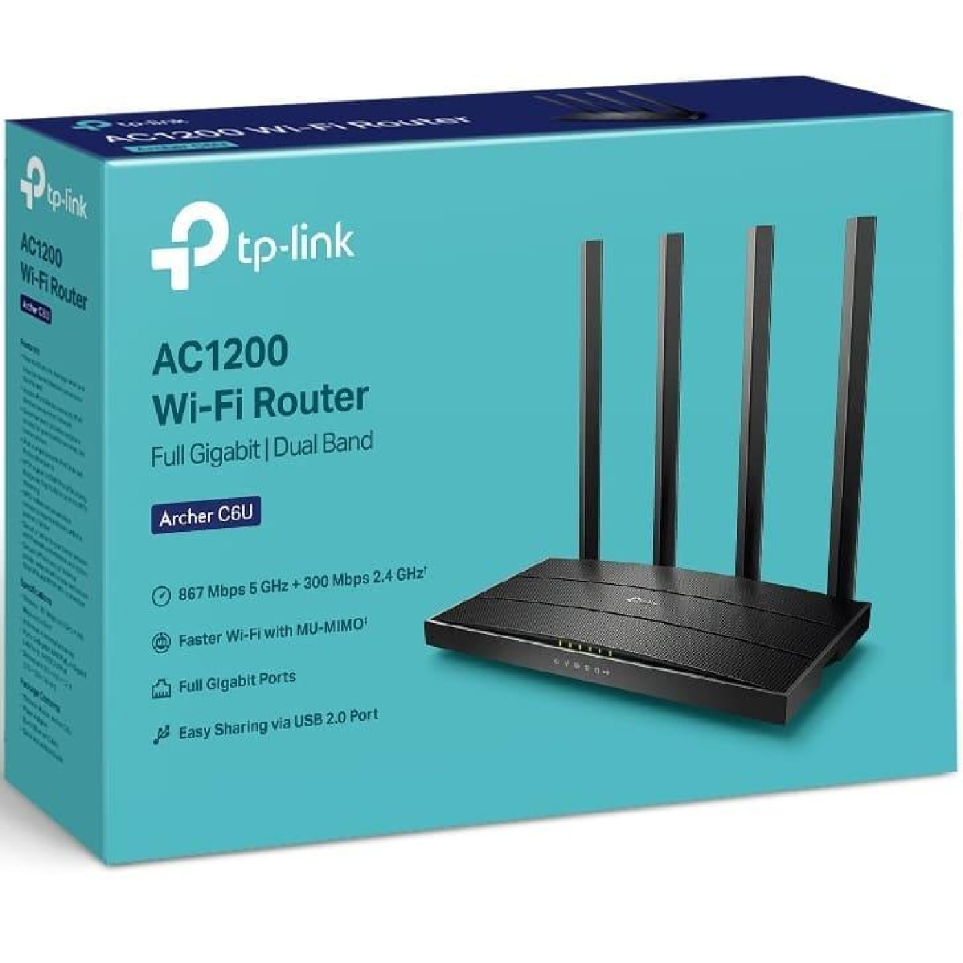 Роутер TP-Link Archer C6U AC1200 Black 802.11ac (Archer-C6U)