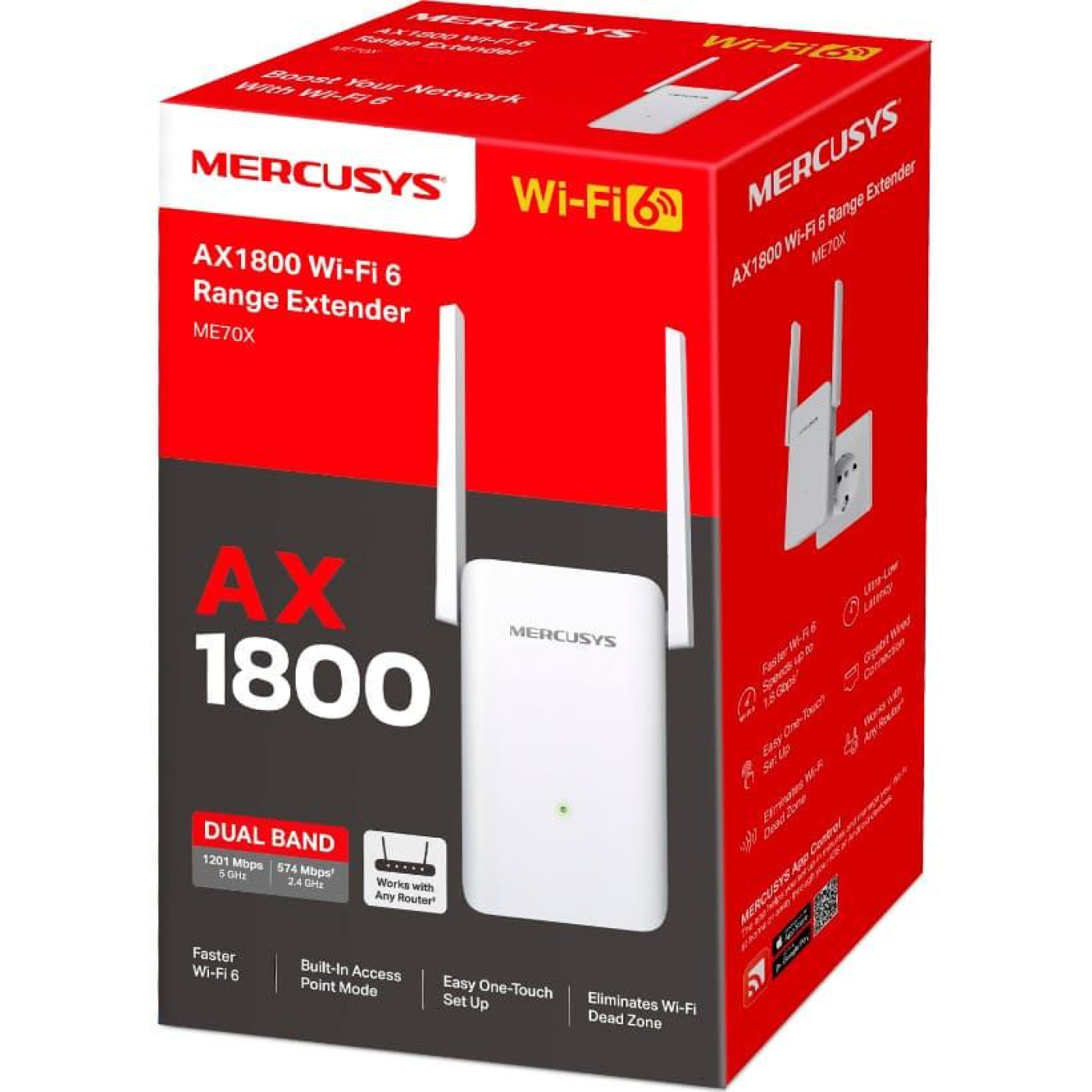 Роутер Mercusys WiFi ME70X AX1800, 1хGE LAN (ME70X)