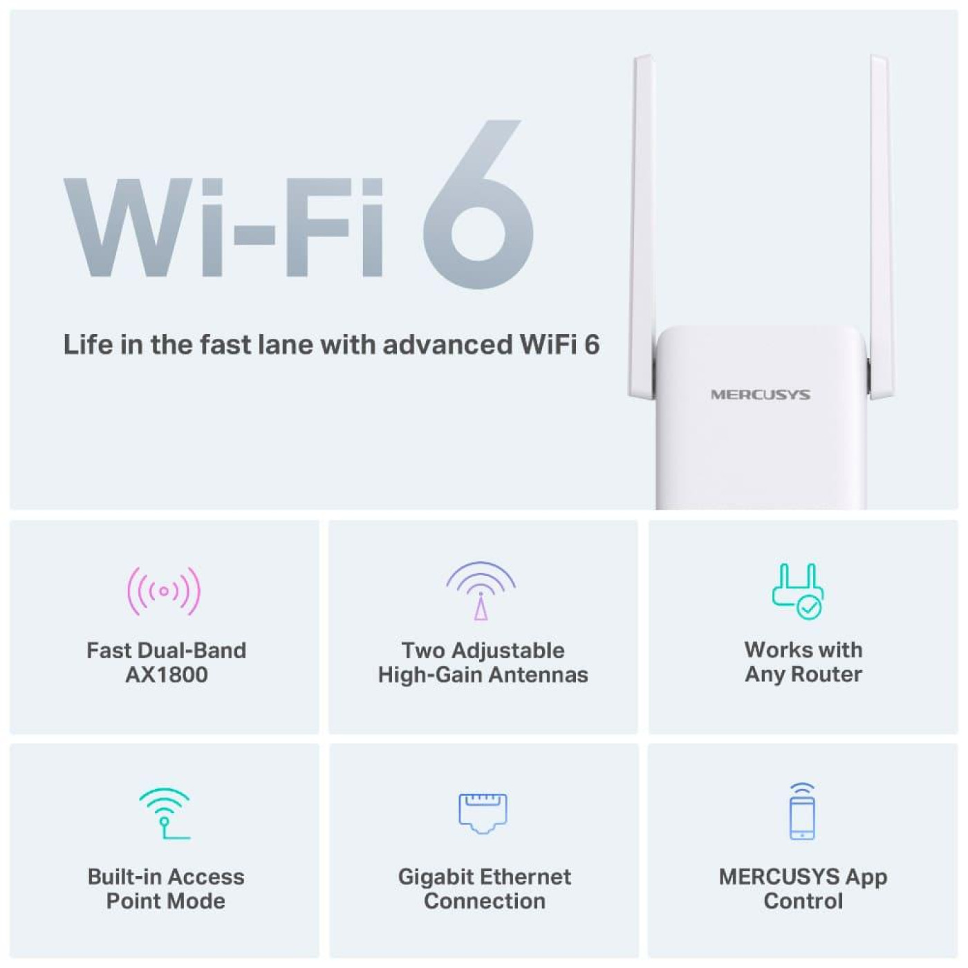 Роутер Mercusys WiFi ME70X AX1800, 1хGE LAN (ME70X)