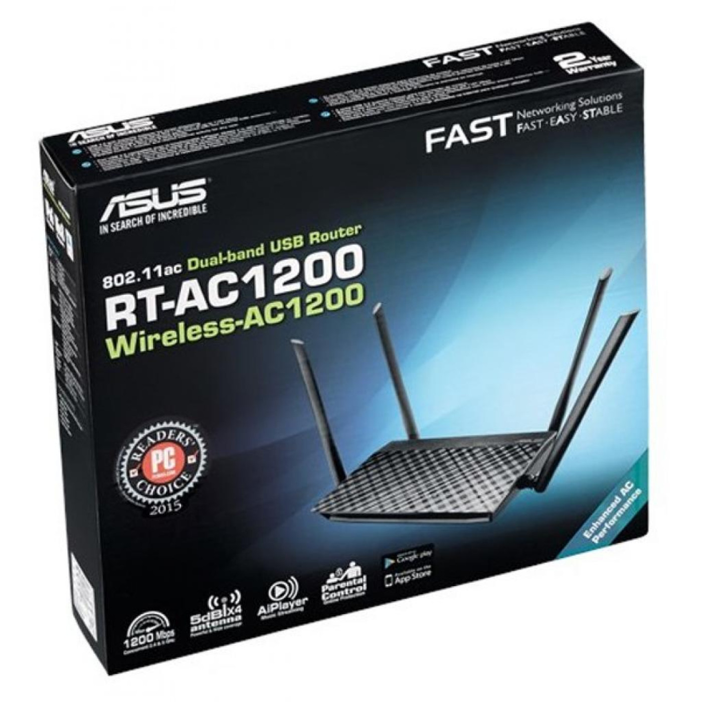 Роутер ASUS RT-AC1200 AC1200 V2 Black 802.11ac (RT-AC1200)