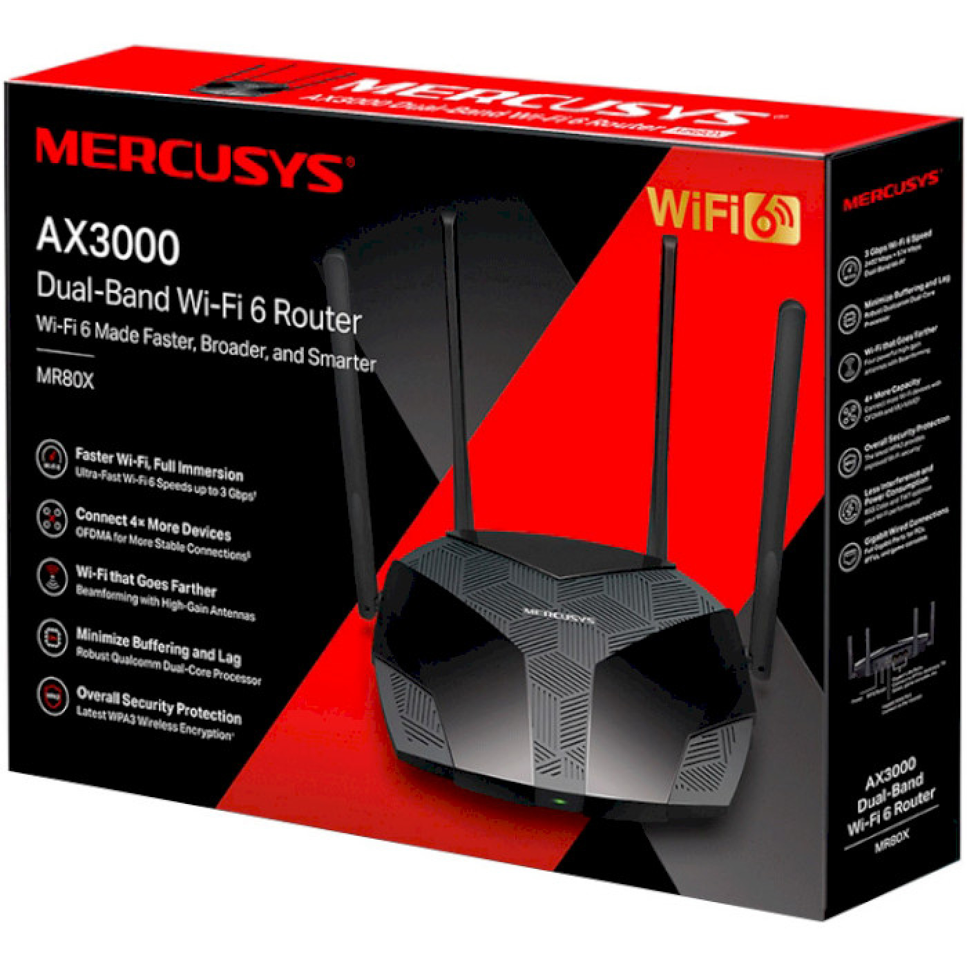 Роутер Mercusys MR80X AX3000 Black 802.11aх (MR80X)