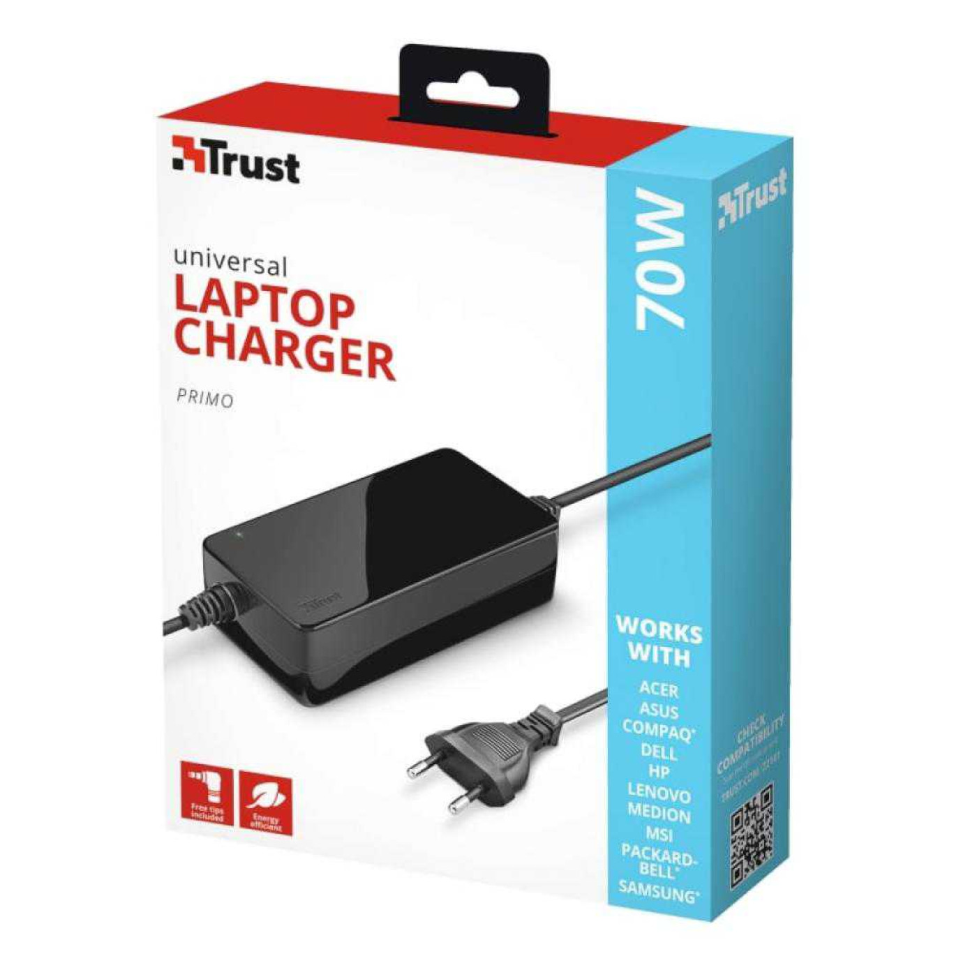 Блок питания для ноутбука Trust Primo 70W-19V Universal Laptop Charger BLACK (22141_TRUST)