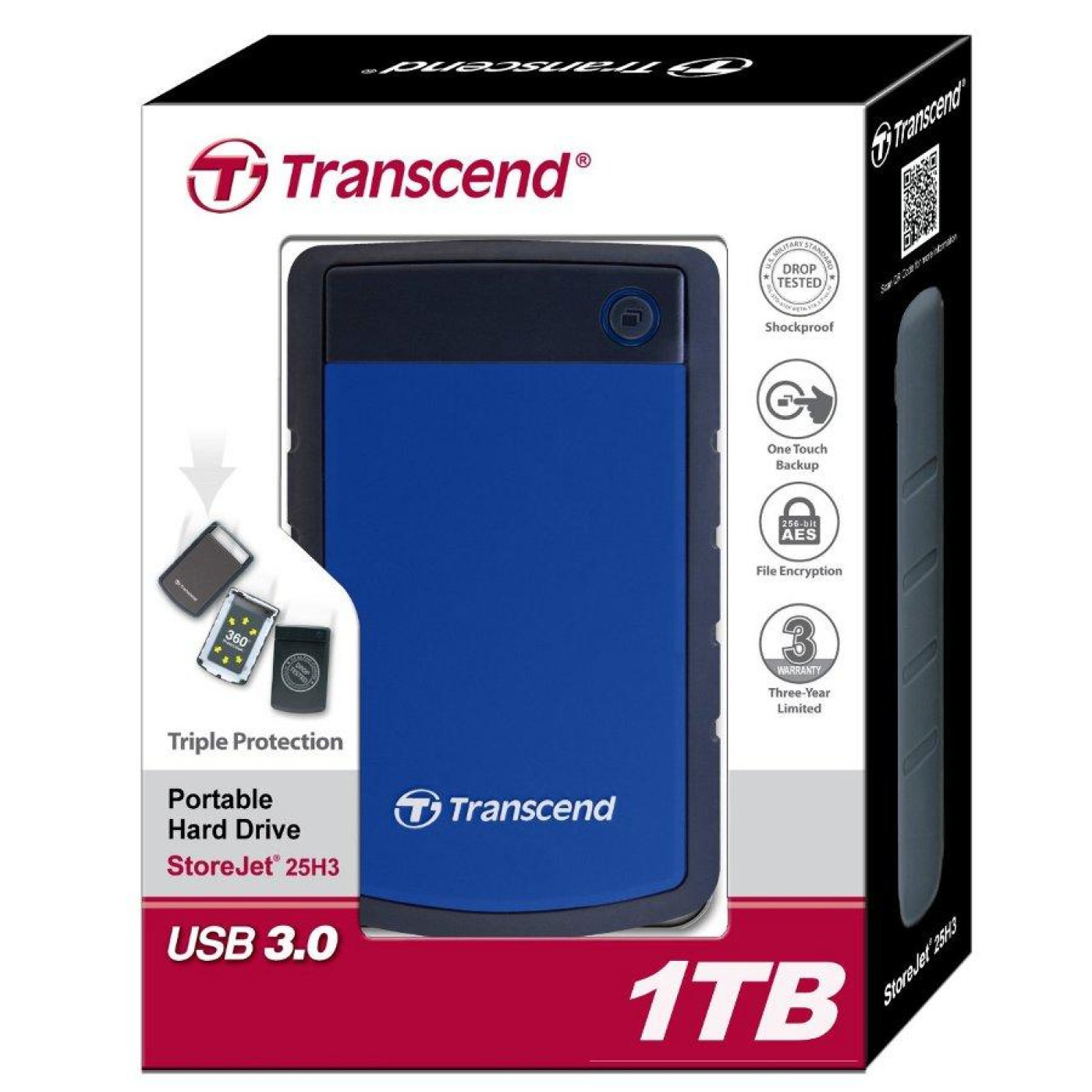 Зовнішній жорсткий диск Transcend 1TB StoreJet 25H3B (TS1TSJ25H3B)